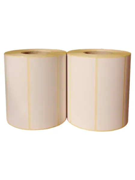 O poza cu doua role de etichete termice autoadezive de dimensiuni 100x40 mm, cu 1000 etichete. Etichetele sunt albe, cu un adeziv permanent.