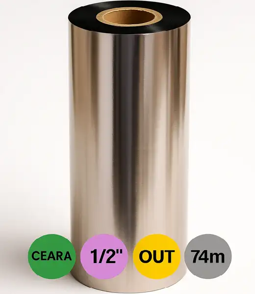 Ribon CRTT108 110mm x 74m OUT ceara negru compatibil Zebra, TSC, Brother